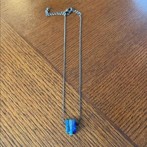 Charming Charlie Blue Stone With Black Chain Necklace